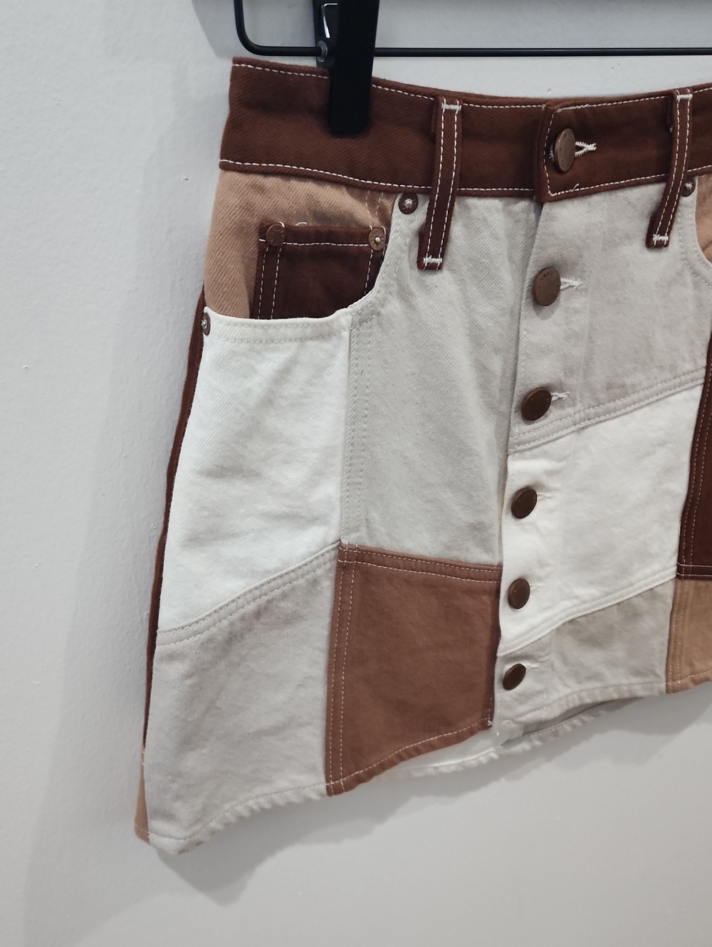 Alice and Olivia Patchwork Denim Skirt - Picture 3 of 14